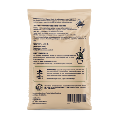 Cactus & Succulent Mix — back of bag: ingredients and directions